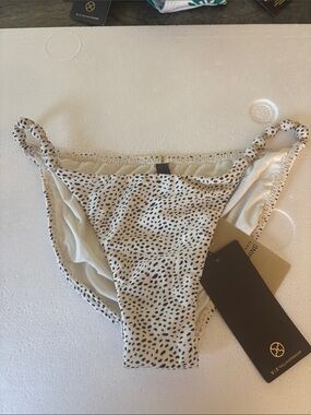 Vix Cream Bikini Bottom with Black Spot Print